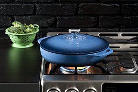 Lodge Color EC3CC33 Enameled Cast Iron Covered Casserole, Caribbean Blue, 3-Quart by Lodge N2