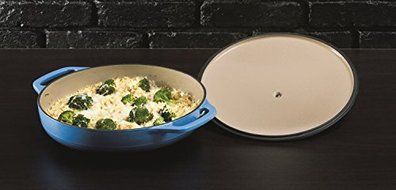 Lodge Color EC3CC33 Enameled Cast Iron Covered Casserole, Caribbean Blue, 3-Quart by Lodge N3