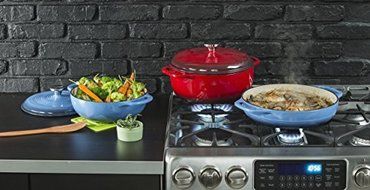 Lodge Color EC3CC33 Enameled Cast Iron Covered Casserole, Caribbean Blue, 3-Quart by Lodge N4