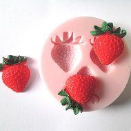 Tint Three Holes Strawberry Fruit Silicone Mold Fondant Molds Sugar Craft Tools Chocolate Mould For Cakes