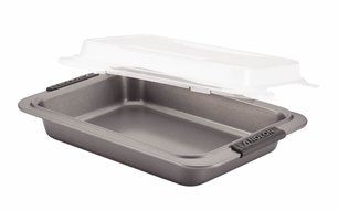 Anolon Advanced Nonstick Bakeware 9-Inch x 13-Inch Covered Cake Pan, Gray with Silicone Grips N2