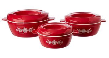 Solimo Regal Insulated Casseroles Set with Roti Basket, 3-Piece Cassrolle (Yellow) N4