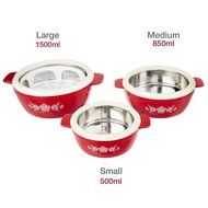 Solimo Regal Insulated Casseroles Set with Roti Basket, 3-Piece Cassrolle (Yellow) N6