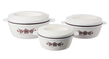 Solimo Regal Insulated Casseroles Set with Roti Basket, 3-Piece Cassrolle (Yellow) N9