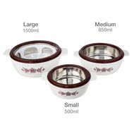 Solimo Regal Insulated Casseroles Set with Roti Basket, 3-Piece Cassrolle (Yellow) N11