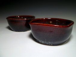 Handmade Stoneware Ceramic Pottery Apple Baker Bowl Set for Two