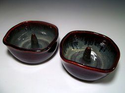 Handmade Stoneware Ceramic Pottery Apple Baker Bowl Set for Two N2