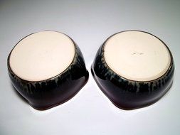 Handmade Stoneware Ceramic Pottery Apple Baker Bowl Set for Two N3