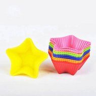 Candy-Colored Pentagram Silicone Egg Tart Mold Baking Mold Cake Mold, Set Of 12