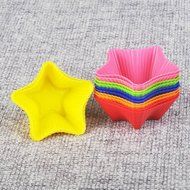 Candy-Colored Pentagram Silicone Egg Tart Mold Baking Mold Cake Mold, Set Of 12 N3