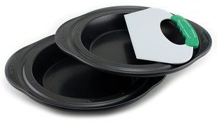 BergHOFF 3 Piece Perfect Slice Pie Pan Set with Tool, Gray