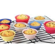 zhijiang 12pcs/pack 2.8inch Soft Silicone Cake Muffin Chocolate Cupcake Bakeware Baking Cup Mold Multicolor N2