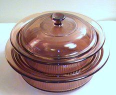 Corning Vision Amber 1.5 Qt. &amp; 1 Qt. Round Casserole with Lids (Two (2) Casseroles) N2