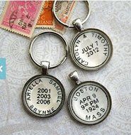 Personalized Keychain - Postmark Custom Key Chain - Kid&#039;s Names or Custom Location and Date - Men&#039;s Keychain