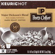 Peets Coffee &amp; Tea Single Cup Coffee Dark Roast, Major Dickason&#039;s Blend K-cup, 16 Count