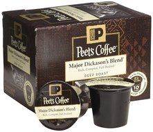 Peets Coffee &amp; Tea Single Cup Coffee Dark Roast, Major Dickason&#039;s Blend K-cup, 16 Count N30