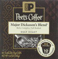Peets Coffee &amp; Tea Single Cup Coffee Dark Roast, Major Dickason&#039;s Blend K-cup, 16 Count N33