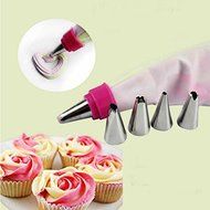 "5Pcs Stainless Steel Nozzles Dual Color Icing Piping Bag Cake Decorating Tool" shopping N3
