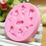 "Valentine Rose Lily Tulip Fondant Cake Mold Liquid Silicone Mould" shopping N3