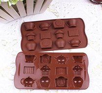 12 Holes Chocolate Fondant Mold Retro Leisure Time Kettle Clock Silicone Cake Mould Cake Bakeware Baking Tools