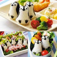 Beauty Clubs Penguin Shape DIY Kitchen Sushi Maker Mould Rice Ball Mould Bento Punch Combo N2