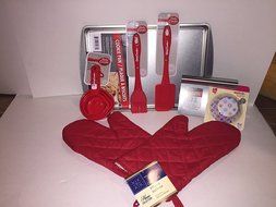 Betty Crocker 8 Piece Bundle Includes Cookie Pan Cooking Scraper,Measuring Cups, Basting Brush, Spatula, 2 Oven...