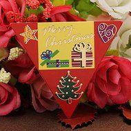 Color:Red) 50Pcs Christmas Cake Decoration Cupcake Cake Insert Card N2