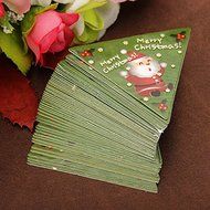 Color:Red) 50Pcs Christmas Cake Decoration Cupcake Cake Insert Card N5