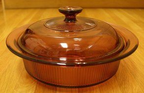 Corning Visions Vision Ware Cranberry 1.5 Quart Round Casserole Baking Dish