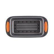 Rachael Ray Yum-o! Nonstick Bakeware 2-Piece Meatloaf Pan with Insert, Gray with Orange Handles N2