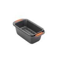 Rachael Ray Yum-o! Nonstick Bakeware 2-Piece Meatloaf Pan with Insert, Gray with Orange Handles N3