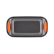 Rachael Ray Yum-o! Nonstick Bakeware 2-Piece Meatloaf Pan with Insert, Gray with Orange Handles N4