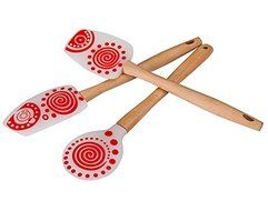 Great Value Silicone Spatulas, 3-Piece (White and Red) colorful silicone spatula set, with long slip-free wooden...