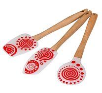 Great Value Silicone Spatulas, 3-Piece (White and Red) colorful silicone spatula set, with long slip-free wooden... N2