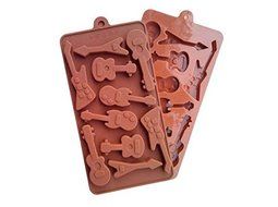 10 Cups Bass &amp; Guitar Shape Silicone Chocolate Mold Fondant Cake Mould Silicon Cake Bakeware