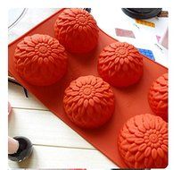 6 Cups Sunflower Shape Fondant Chocolate Mold Diy Ice Lattice Mold Silicone Cake Moulds Household Diy Cake Baking...