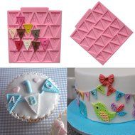 Pink Letter Flag Bunting Silicone Fondant Mold Cake Decorating Chocolate Mould Baking N2