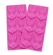 Anfimu Non-stick Silicone Pink Rabbit Animal Chocolate Candy Making Mold Ice Cube Tray Set of 2