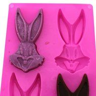 Anfimu Non-stick Silicone Pink Rabbit Animal Chocolate Candy Making Mold Ice Cube Tray Set of 2 N2