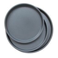 haoun Pack of 3 Non-stick Cake Pizza Bakeware Trays Pan Round (Black + Red M)