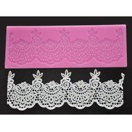 FOUR-C Sugar Craft Tools Silicone Lace Mat Sweet Lace Decorating Pad Color Pink