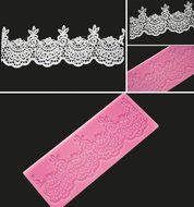 FOUR-C Sugar Craft Tools Silicone Lace Mat Sweet Lace Decorating Pad Color Pink N2