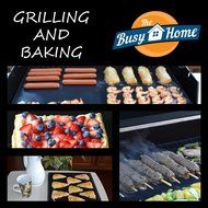 The Busy Home BBQ Grill Mat and Bake Mat with 2 Recipe eBooks - 13 by 15.75 inch in Black- Set of 2 Mats