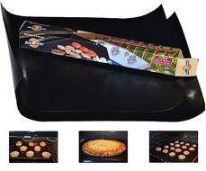 The Busy Home BBQ Grill Mat and Bake Mat with 2 Recipe eBooks - 13 by 15.75 inch in Black- Set of 2 Mats N5