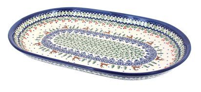 Polish Pottery Reindeer Delight Large Oval Serving Dish