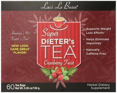 Laci Le Beau Super Dieter's Tea, All Natural Botanicals, 60-Count Box (Pack of 2) N23
