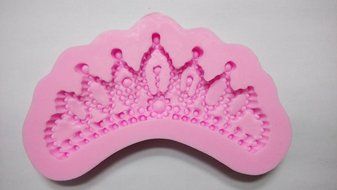 Longzang Queen Crown Art Deco Silicone Mold Sugar Craft DIY Gumpaste Cake Decorating Clay Pink