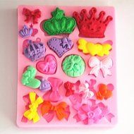 Longzang Crown Bow Art Deco Silicone Mold Sugar Craft DIY Gumpaste Cake Decorating Clay