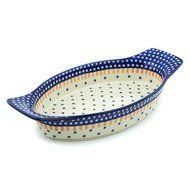 Polish Pottery Oval Baker with Handles 18-inch Classic Americana