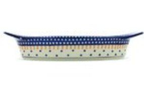 Polish Pottery Oval Baker with Handles 18-inch Classic Americana N3